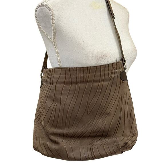 Charles Klein brown shoulder bag, embossed leather, classic, everyday, simple - Picture 2 of 6